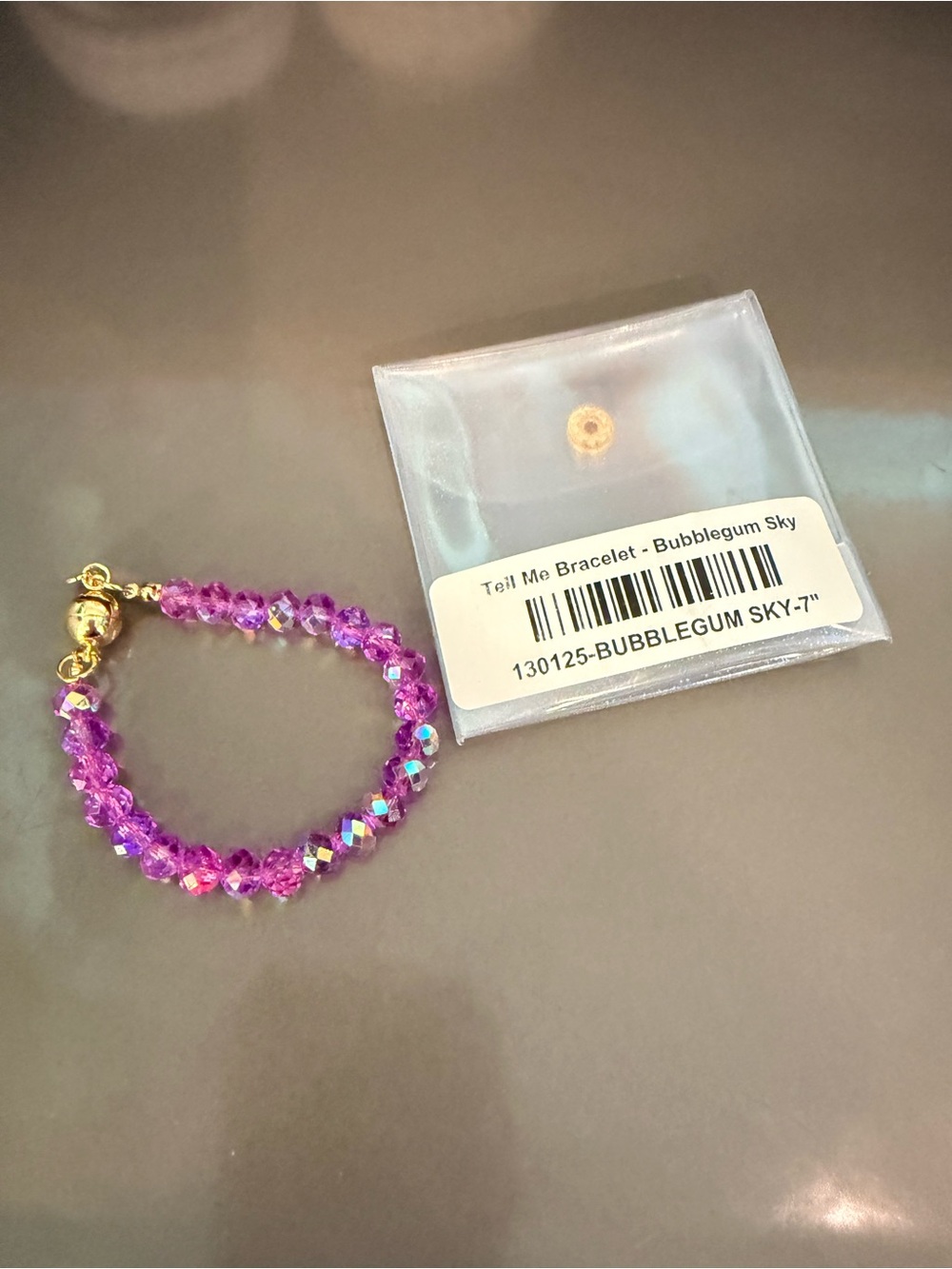 Bubblegum Sky Beaded Bracelet - Purple Crystal with Gold Clasp